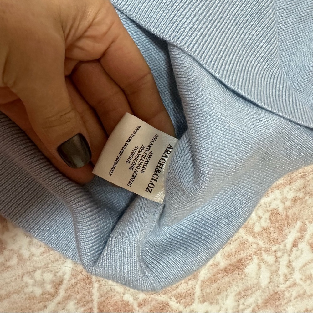 Classy Knit Light Blue Polo Tee - Picture 8 of 12